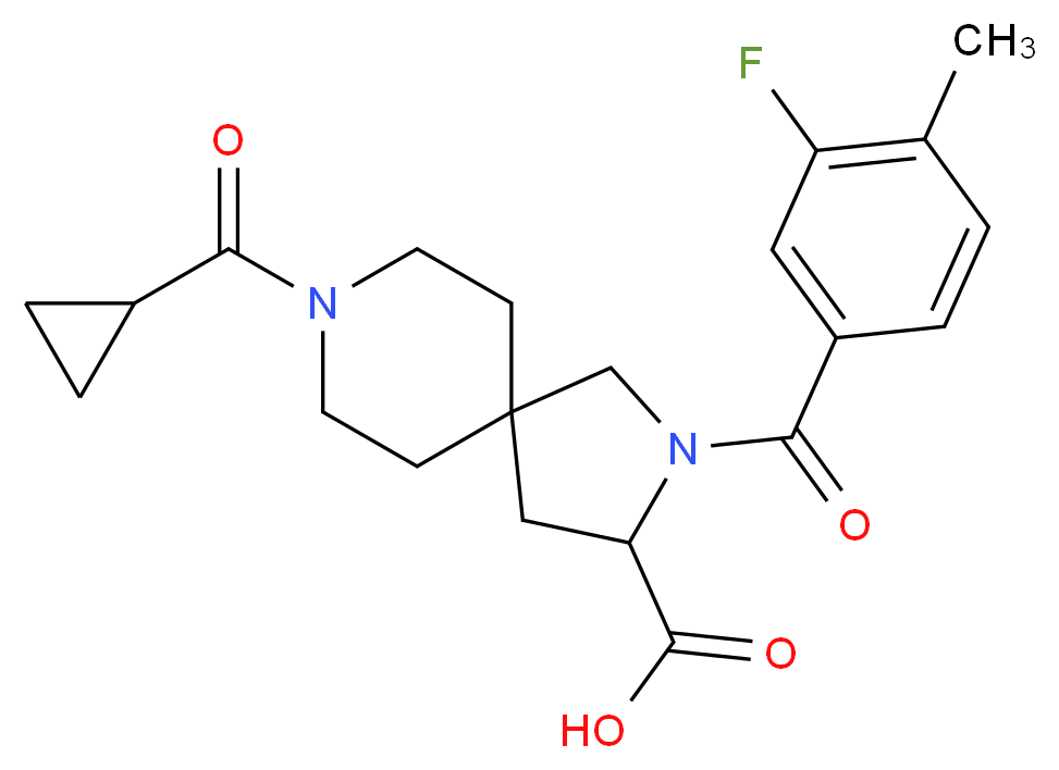 8-(cyclopropylcarbonyl)-2-(3-fluoro-4-methylbenzoyl)-2,8-diazaspiro[4.5]decane-3-carboxylic acid_Molecular_structure_CAS_)