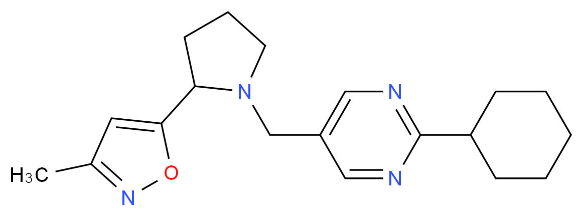 2-cyclohexyl-5-{[2-(3-methylisoxazol-5-yl)pyrrolidin-1-yl]methyl}pyrimidine_Molecular_structure_CAS_)