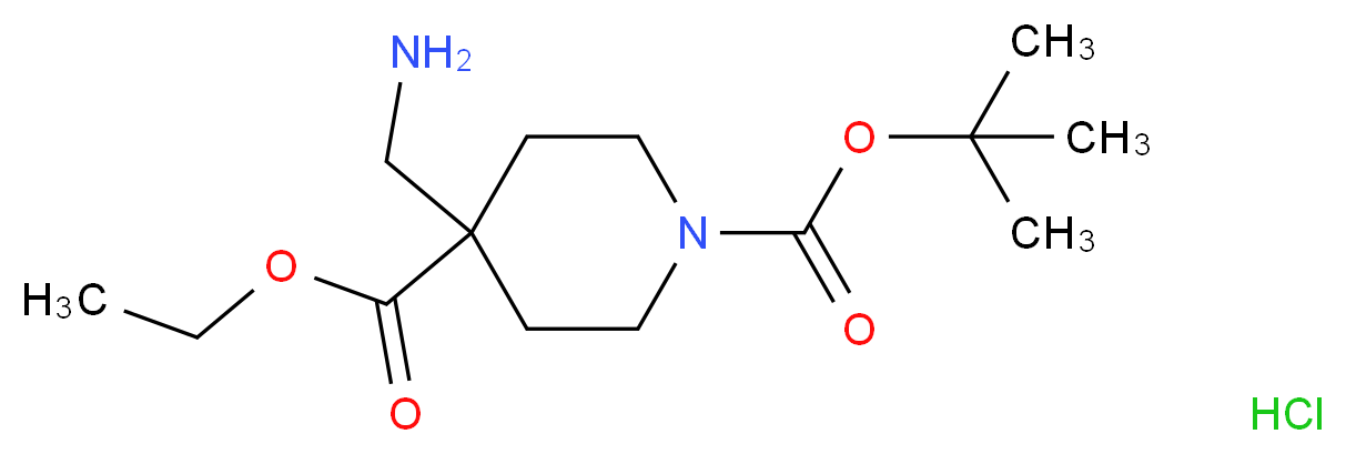 1-tert-Butyl 4-ethyl 4-(aminomethyl)-piperidine-1,4-dicarboxylate hydrochloride_Molecular_structure_CAS_1016258-69-7)
