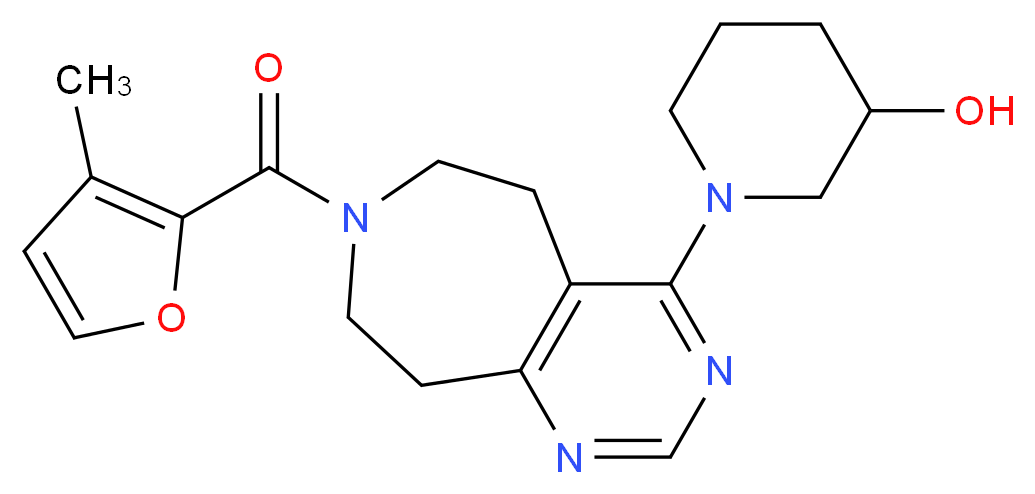 1-[7-(3-methyl-2-furoyl)-6,7,8,9-tetrahydro-5H-pyrimido[4,5-d]azepin-4-yl]piperidin-3-ol_Molecular_structure_CAS_)