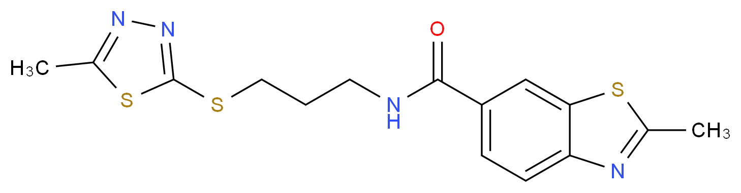 2-methyl-N-{3-[(5-methyl-1,3,4-thiadiazol-2-yl)thio]propyl}-1,3-benzothiazole-6-carboxamide_Molecular_structure_CAS_)