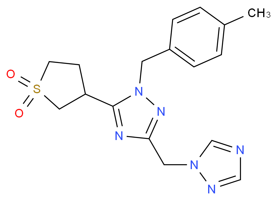 5-(1,1-dioxidotetrahydro-3-thienyl)-1-(4-methylbenzyl)-3-(1H-1,2,4-triazol-1-ylmethyl)-1H-1,2,4-triazole_Molecular_structure_CAS_)