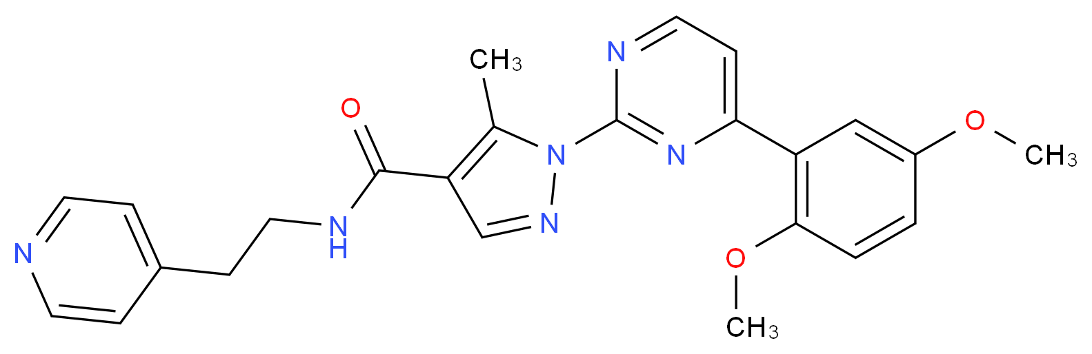 1-[4-(2,5-dimethoxyphenyl)-2-pyrimidinyl]-5-methyl-N-[2-(4-pyridinyl)ethyl]-1H-pyrazole-4-carboxamide_Molecular_structure_CAS_)