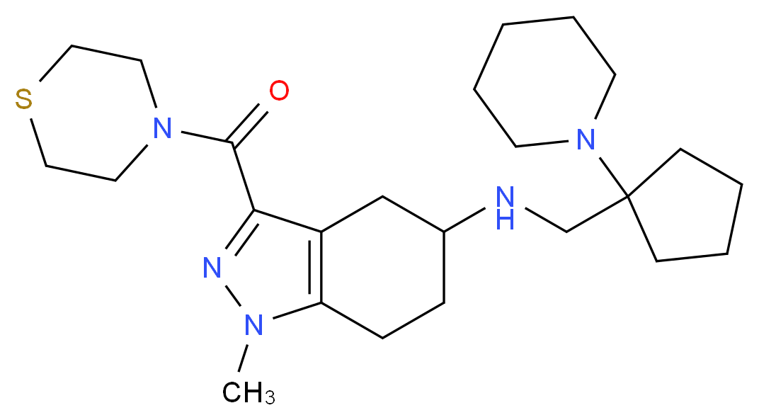 1-methyl-N-{[1-(1-piperidinyl)cyclopentyl]methyl}-3-(4-thiomorpholinylcarbonyl)-4,5,6,7-tetrahydro-1H-indazol-5-amine_Molecular_structure_CAS_)