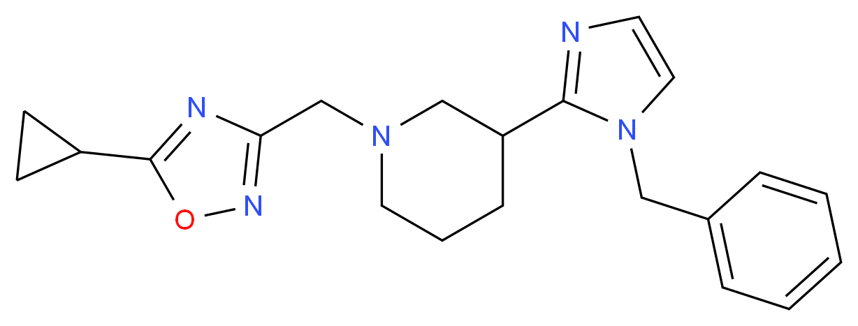 3-(1-benzyl-1H-imidazol-2-yl)-1-[(5-cyclopropyl-1,2,4-oxadiazol-3-yl)methyl]piperidine_Molecular_structure_CAS_)