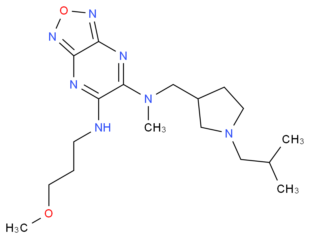 N-[(1-isobutyl-3-pyrrolidinyl)methyl]-N'-(3-methoxypropyl)-N-methyl[1,2,5]oxadiazolo[3,4-b]pyrazine-5,6-diamine_Molecular_structure_CAS_)