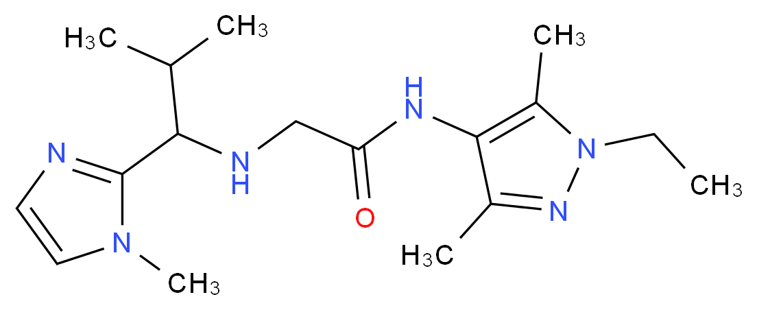 N-(1-ethyl-3,5-dimethyl-1H-pyrazol-4-yl)-2-{[2-methyl-1-(1-methyl-1H-imidazol-2-yl)propyl]amino}acetamide_Molecular_structure_CAS_)
