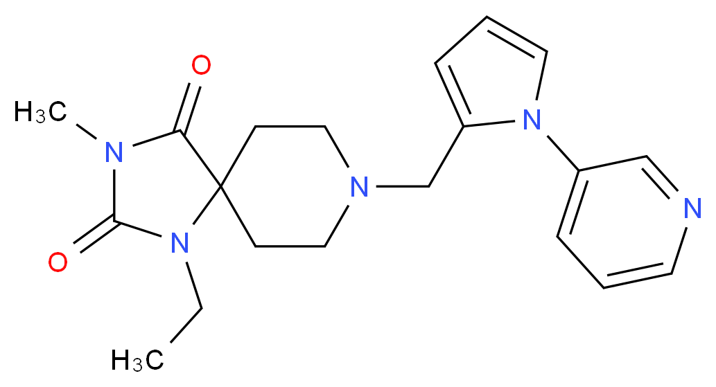 1-ethyl-3-methyl-8-{[1-(3-pyridinyl)-1H-pyrrol-2-yl]methyl}-1,3,8-triazaspiro[4.5]decane-2,4-dione_Molecular_structure_CAS_)