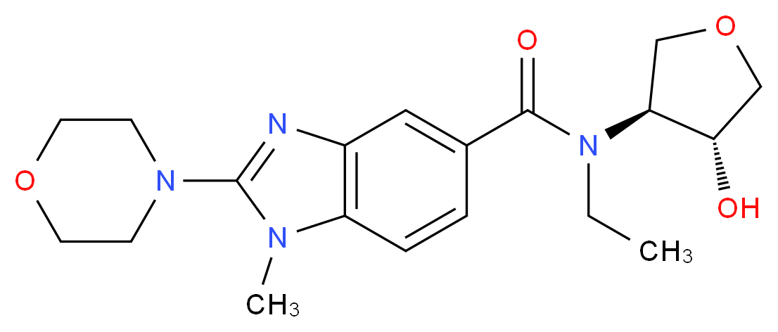 N-ethyl-N-[(3S*,4R*)-4-hydroxytetrahydro-3-furanyl]-1-methyl-2-(4-morpholinyl)-1H-benzimidazole-5-carboxamide_Molecular_structure_CAS_)