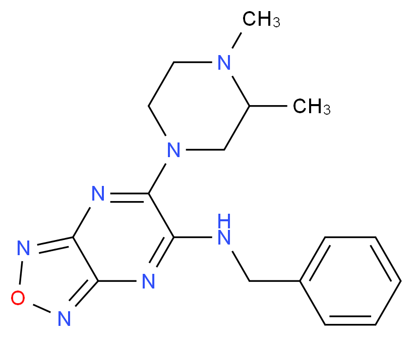 N-benzyl-6-(3,4-dimethyl-1-piperazinyl)[1,2,5]oxadiazolo[3,4-b]pyrazin-5-amine_Molecular_structure_CAS_)