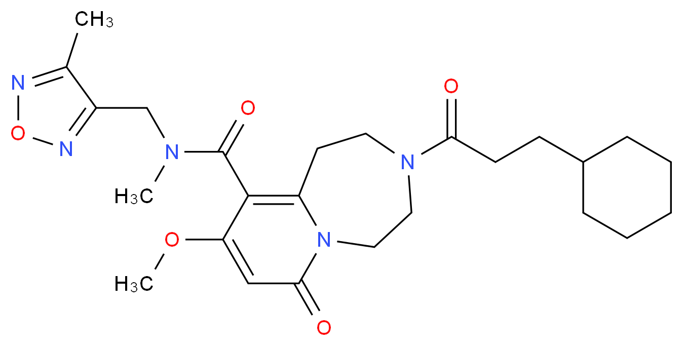 3-(3-cyclohexylpropanoyl)-9-methoxy-N-methyl-N-[(4-methyl-1,2,5-oxadiazol-3-yl)methyl]-7-oxo-1,2,3,4,5,7-hexahydropyrido[1,2-d][1,4]diazepine-10-carboxamide_Molecular_structure_CAS_)