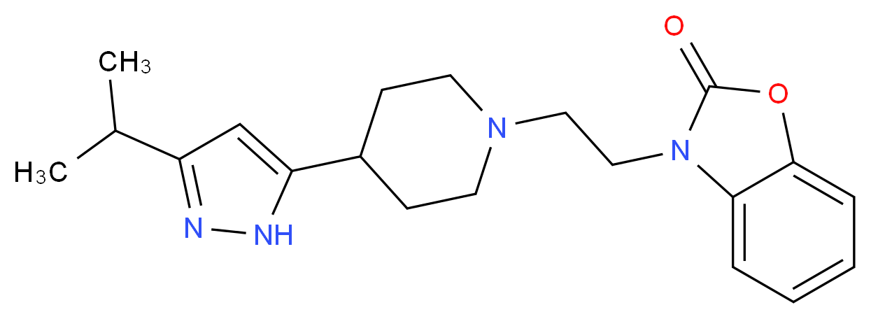 3-{2-[4-(3-isopropyl-1H-pyrazol-5-yl)piperidin-1-yl]ethyl}-1,3-benzoxazol-2(3H)-one_Molecular_structure_CAS_)