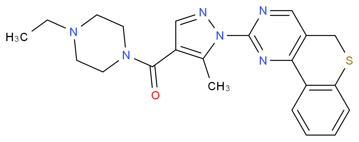 2-{4-[(4-ethyl-1-piperazinyl)carbonyl]-5-methyl-1H-pyrazol-1-yl}-5H-thiochromeno[4,3-d]pyrimidine_Molecular_structure_CAS_)