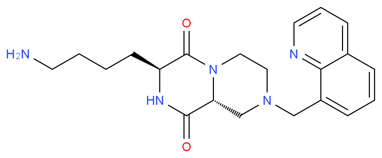 (3S,9aR)-3-(4-aminobutyl)-8-(8-quinolinylmethyl)tetrahydro-2H-pyrazino[1,2-a]pyrazine-1,4(3H,6H)-dione_Molecular_structure_CAS_)