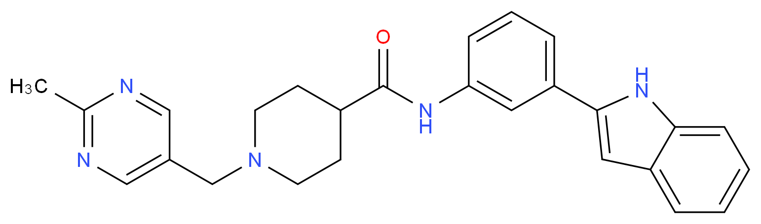 N-[3-(1H-indol-2-yl)phenyl]-1-[(2-methyl-5-pyrimidinyl)methyl]-4-piperidinecarboxamide_Molecular_structure_CAS_)