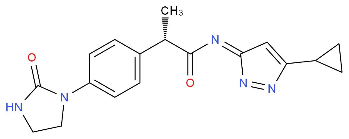 (2S)-N-[(3Z)-5-CYCLOPROPYL-3H-PYRAZOL-3-YLIDENE]-2-[4-(2-OXOIMIDAZOLIDIN-1-YL)PHENYL]PROPANAMIDE_Molecular_structure_CAS_)