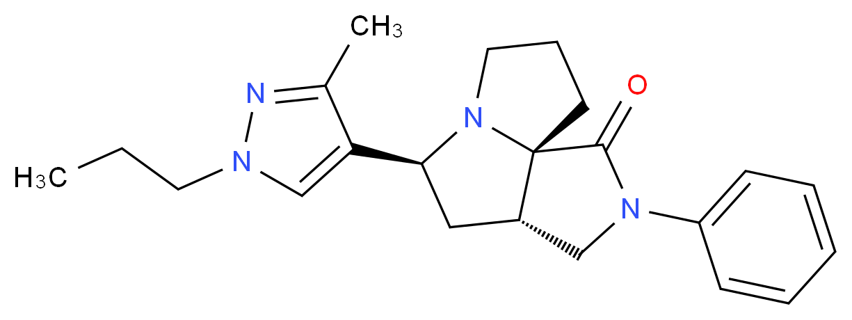 (3aS*,5S*,9aS*)-5-(3-methyl-1-propyl-1H-pyrazol-4-yl)-2-phenylhexahydro-7H-pyrrolo[3,4-g]pyrrolizin-1(2H)-one_Molecular_structure_CAS_)