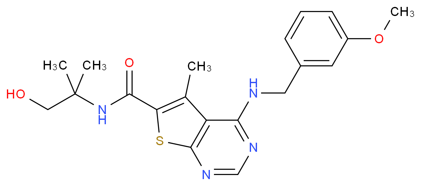N-(2-hydroxy-1,1-dimethylethyl)-4-[(3-methoxybenzyl)amino]-5-methylthieno[2,3-d]pyrimidine-6-carboxamide_Molecular_structure_CAS_)