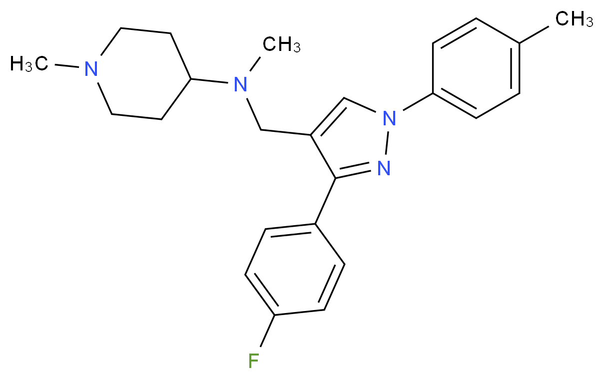 N-{[3-(4-fluorophenyl)-1-(4-methylphenyl)-1H-pyrazol-4-yl]methyl}-N,1-dimethyl-4-piperidinamine_Molecular_structure_CAS_)