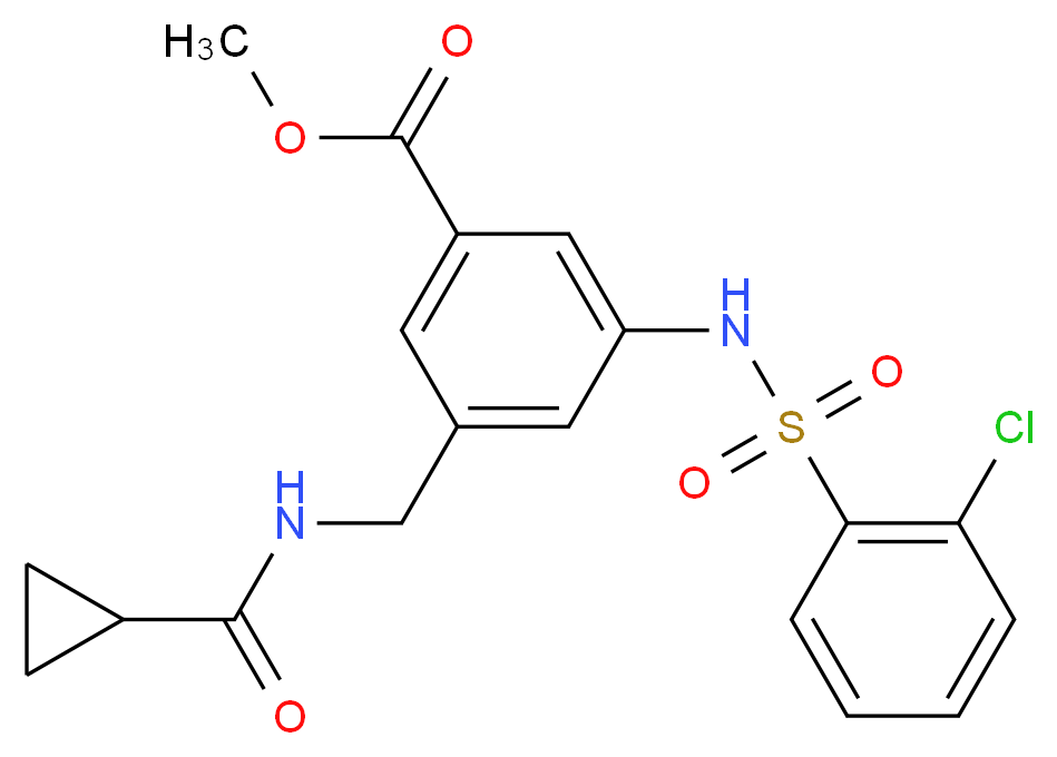 methyl 3-{[(2-chlorophenyl)sulfonyl]amino}-5-{[(cyclopropylcarbonyl)amino]methyl}benzoate_Molecular_structure_CAS_)