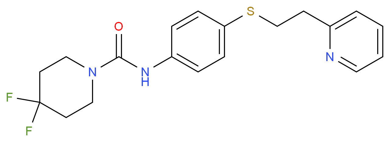 4,4-difluoro-N-{4-[(2-pyridin-2-ylethyl)thio]phenyl}piperidine-1-carboxamide_Molecular_structure_CAS_)