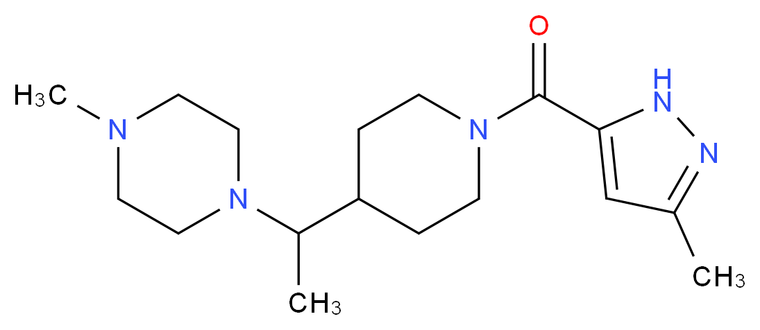 1-methyl-4-(1-{1-[(3-methyl-1H-pyrazol-5-yl)carbonyl]-4-piperidinyl}ethyl)piperazine_Molecular_structure_CAS_)