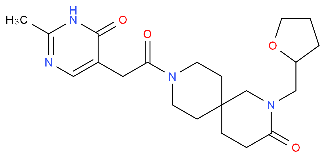 9-[(2-methyl-6-oxo-1,6-dihydropyrimidin-5-yl)acetyl]-2-(tetrahydrofuran-2-ylmethyl)-2,9-diazaspiro[5.5]undecan-3-one_Molecular_structure_CAS_)