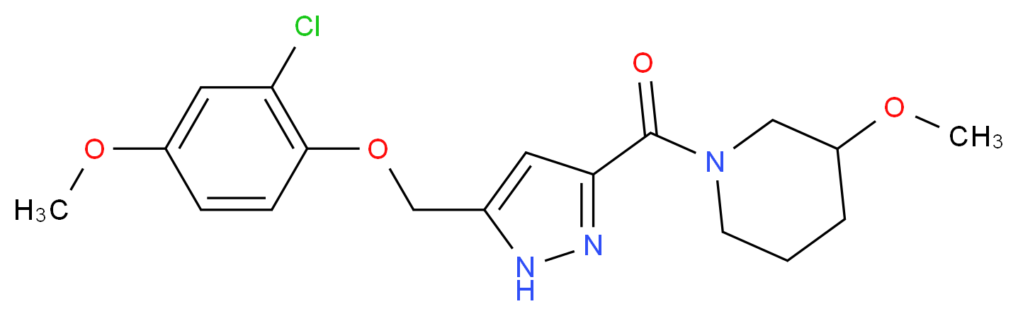 1-({5-[(2-chloro-4-methoxyphenoxy)methyl]-1H-pyrazol-3-yl}carbonyl)-3-methoxypiperidine_Molecular_structure_CAS_)