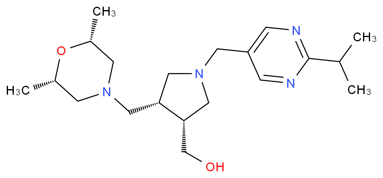 {(3R*,4S*)-4-{[(2R*,6S*)-2,6-dimethylmorpholin-4-yl]methyl}-1-[(2-isopropylpyrimidin-5-yl)methyl]pyrrolidin-3-yl}methanol_Molecular_structure_CAS_)