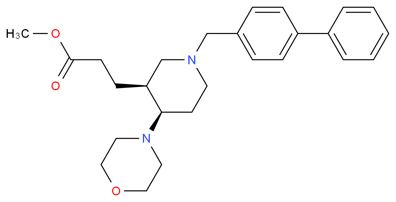 methyl 3-[(3S*,4R*)-1-(4-biphenylylmethyl)-4-(4-morpholinyl)-3-piperidinyl]propanoate_Molecular_structure_CAS_)
