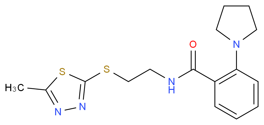 N-{2-[(5-methyl-1,3,4-thiadiazol-2-yl)thio]ethyl}-2-pyrrolidin-1-ylbenzamide_Molecular_structure_CAS_)
