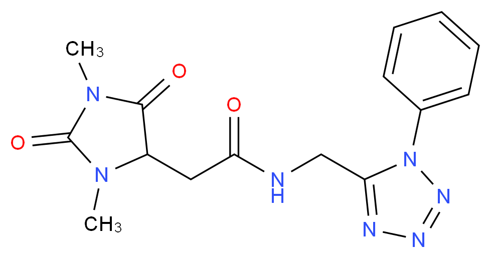 2-(1,3-dimethyl-2,5-dioxo-4-imidazolidinyl)-N-[(1-phenyl-1H-tetrazol-5-yl)methyl]acetamide_Molecular_structure_CAS_)