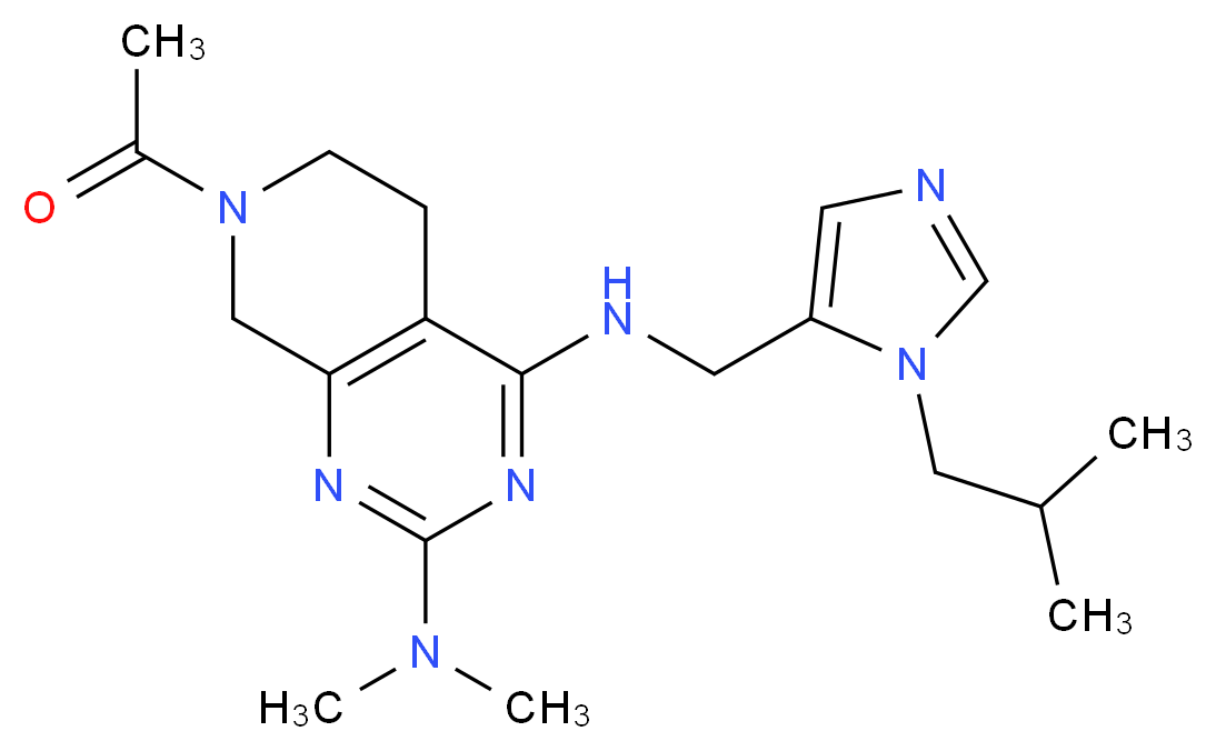 7-acetyl-N~4~-[(1-isobutyl-1H-imidazol-5-yl)methyl]-N~2~,N~2~-dimethyl-5,6,7,8-tetrahydropyrido[3,4-d]pyrimidine-2,4-diamine_Molecular_structure_CAS_)