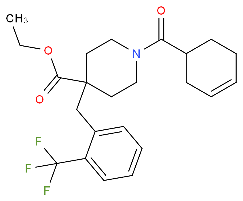 ethyl 1-(3-cyclohexen-1-ylcarbonyl)-4-[2-(trifluoromethyl)benzyl]-4-piperidinecarboxylate_Molecular_structure_CAS_)