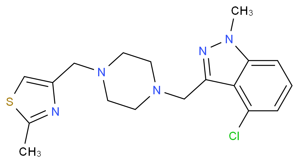 4-chloro-1-methyl-3-({4-[(2-methyl-1,3-thiazol-4-yl)methyl]piperazin-1-yl}methyl)-1H-indazole_Molecular_structure_CAS_)