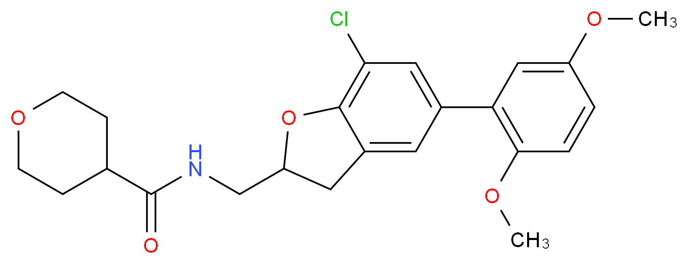 N-{[7-chloro-5-(2,5-dimethoxyphenyl)-2,3-dihydro-1-benzofuran-2-yl]methyl}tetrahydro-2H-pyran-4-carboxamide_Molecular_structure_CAS_)
