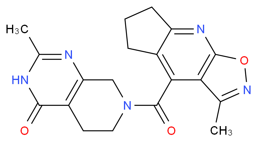2-methyl-7-[(3-methyl-6,7-dihydro-5H-cyclopenta[b]isoxazolo[4,5-e]pyridin-4-yl)carbonyl]-5,6,7,8-tetrahydropyrido[3,4-d]pyrimidin-4(3H)-one_Molecular_structure_CAS_)