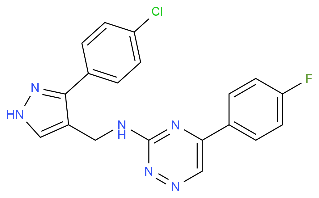 N-{[3-(4-chlorophenyl)-1H-pyrazol-4-yl]methyl}-5-(4-fluorophenyl)-1,2,4-triazin-3-amine_Molecular_structure_CAS_)