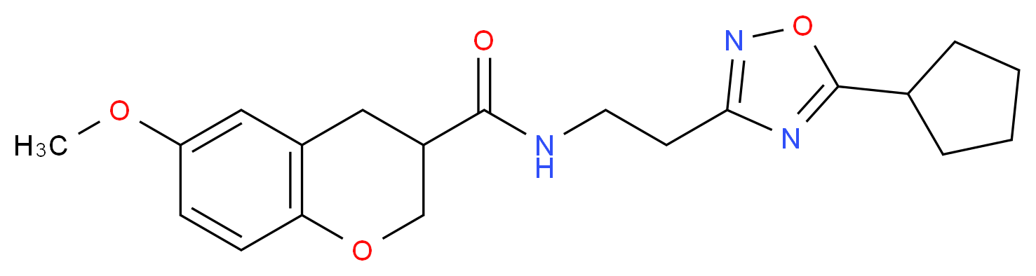 N-[2-(5-cyclopentyl-1,2,4-oxadiazol-3-yl)ethyl]-6-methoxy-3-chromanecarboxamide_Molecular_structure_CAS_)