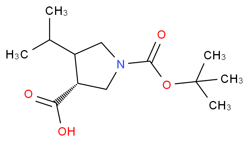 (+/-)-trans-4-Isopropylpyrrolidine-3-carboxylic acid, N-BOC protected_Molecular_structure_CAS_)