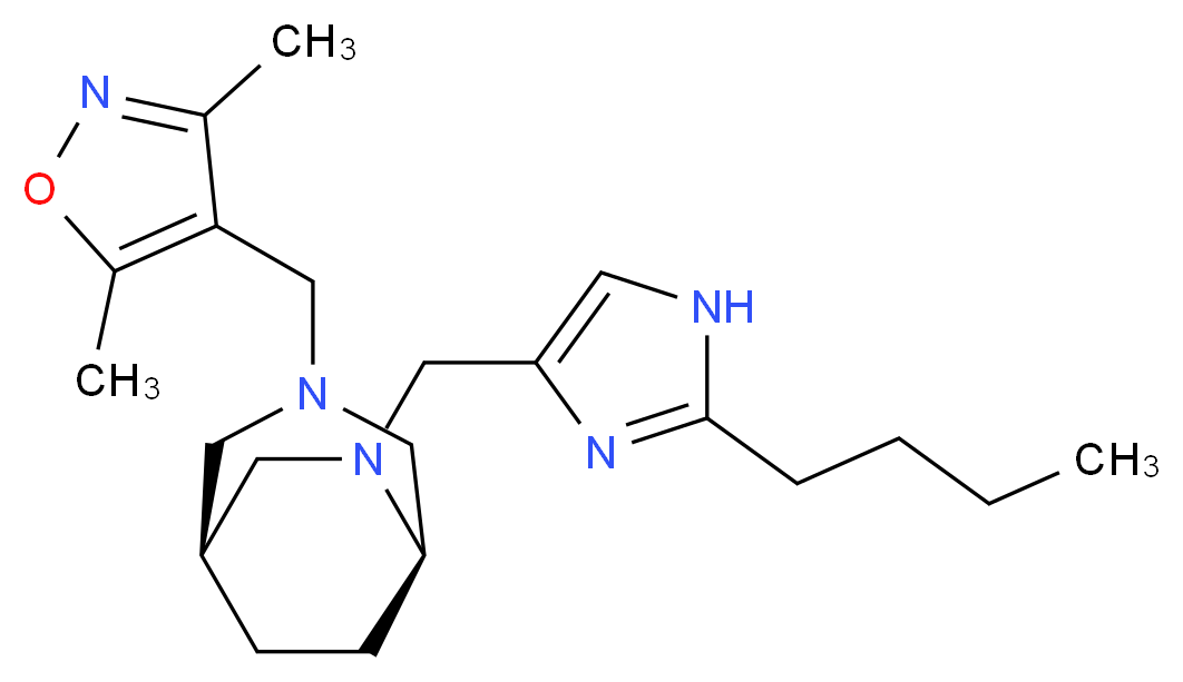 (1S*,5R*)-6-[(2-butyl-1H-imidazol-4-yl)methyl]-3-[(3,5-dimethylisoxazol-4-yl)methyl]-3,6-diazabicyclo[3.2.2]nonane_Molecular_structure_CAS_)