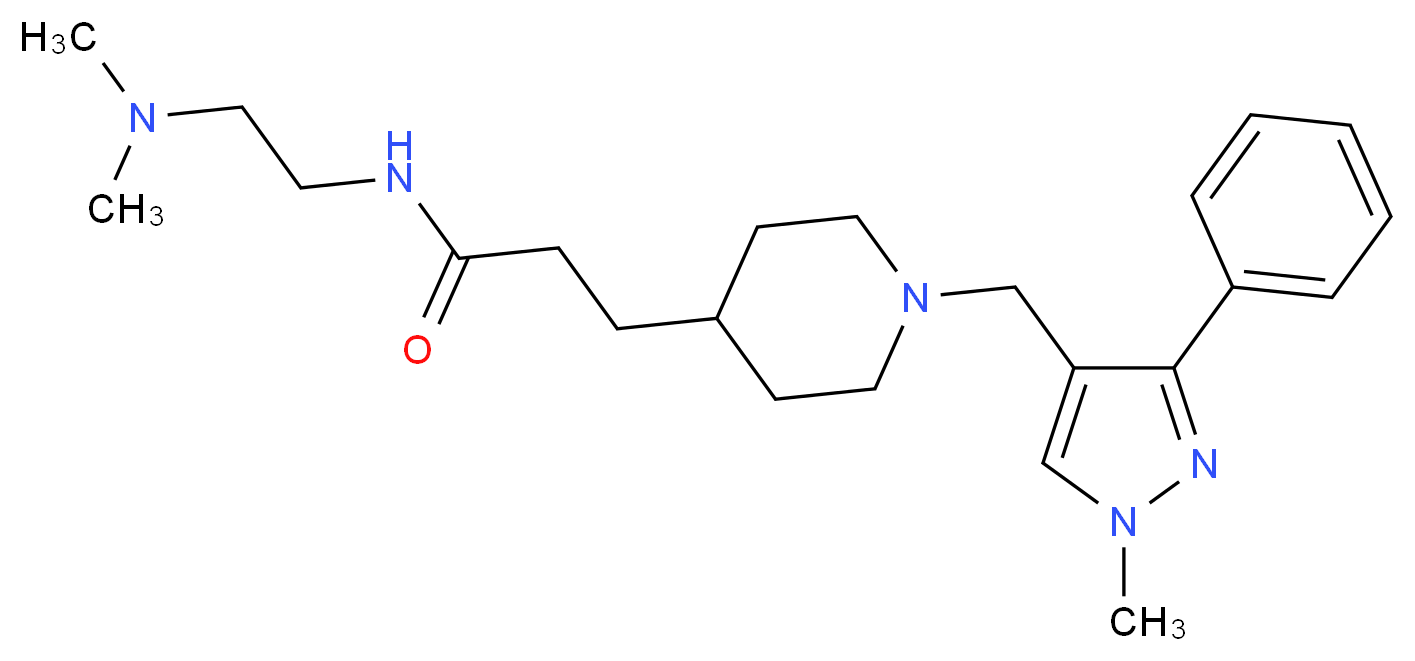 N-[2-(dimethylamino)ethyl]-3-{1-[(1-methyl-3-phenyl-1H-pyrazol-4-yl)methyl]-4-piperidinyl}propanamide_Molecular_structure_CAS_)