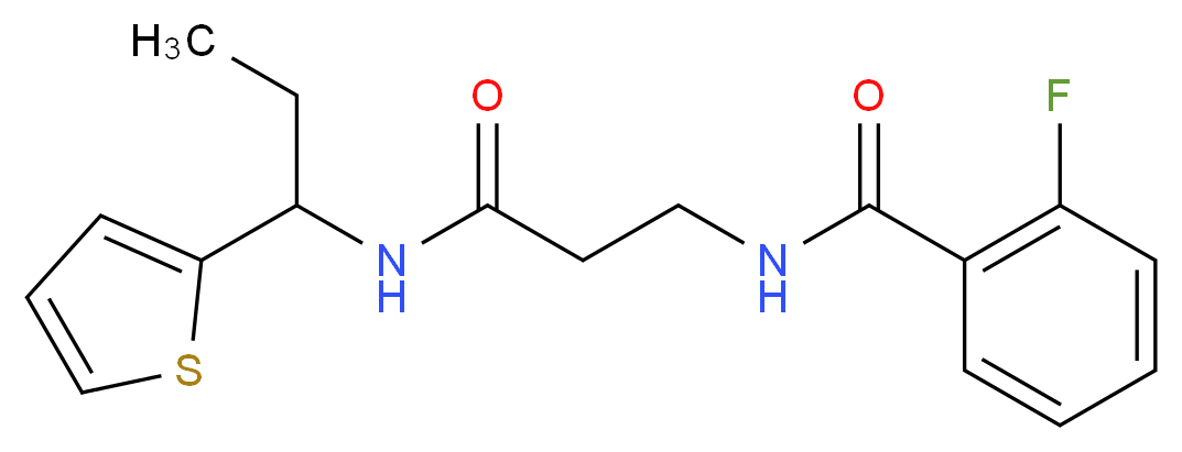 2-fluoro-N-(3-oxo-3-{[1-(2-thienyl)propyl]amino}propyl)benzamide_Molecular_structure_CAS_)
