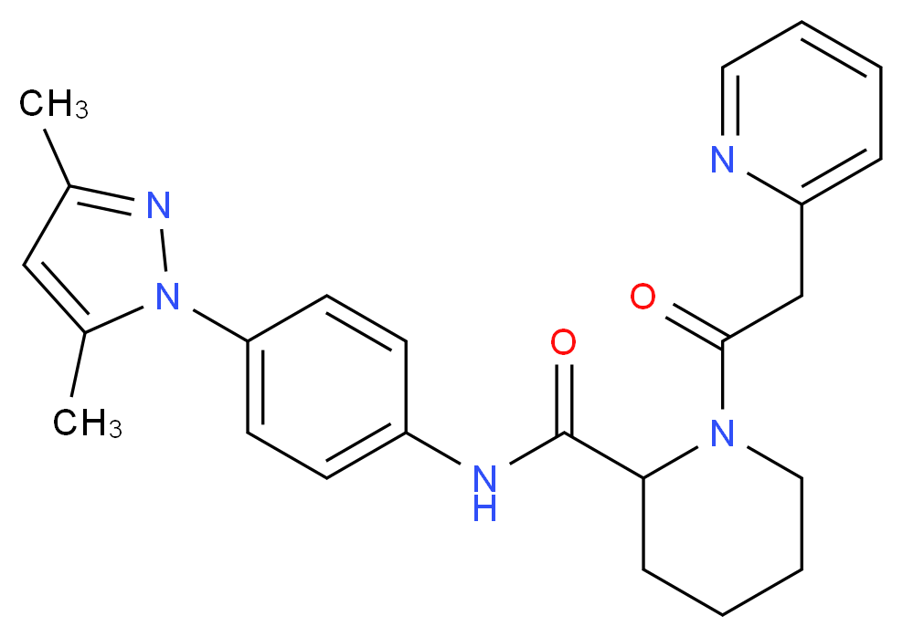 N-[4-(3,5-dimethyl-1H-pyrazol-1-yl)phenyl]-1-(2-pyridinylacetyl)-2-piperidinecarboxamide_Molecular_structure_CAS_)