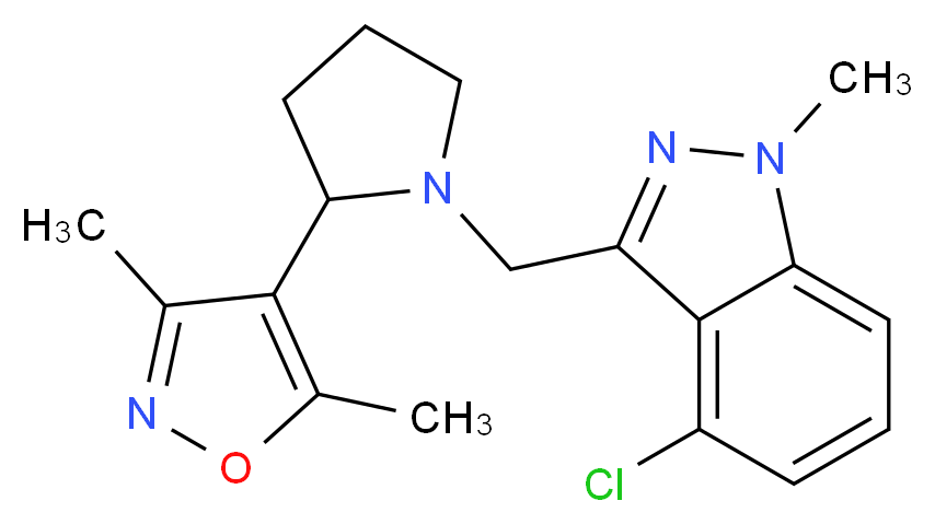 4-chloro-3-{[2-(3,5-dimethylisoxazol-4-yl)pyrrolidin-1-yl]methyl}-1-methyl-1H-indazole_Molecular_structure_CAS_)