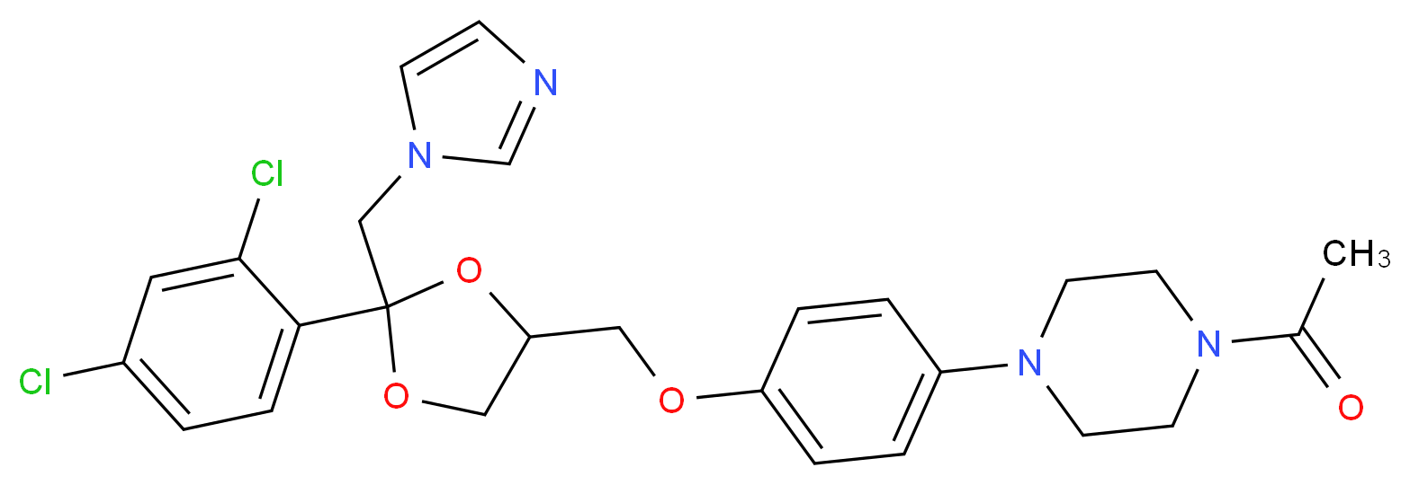 cis-1-acetyl-4-(4-((2-(2,4-dichlorophenyl)-2-(1h-imidazol-1-ylmethyl)-1,3-dioxolan-4-yl)methoxy)phenyl)piperazine_Molecular_structure_CAS_65277-42-1)