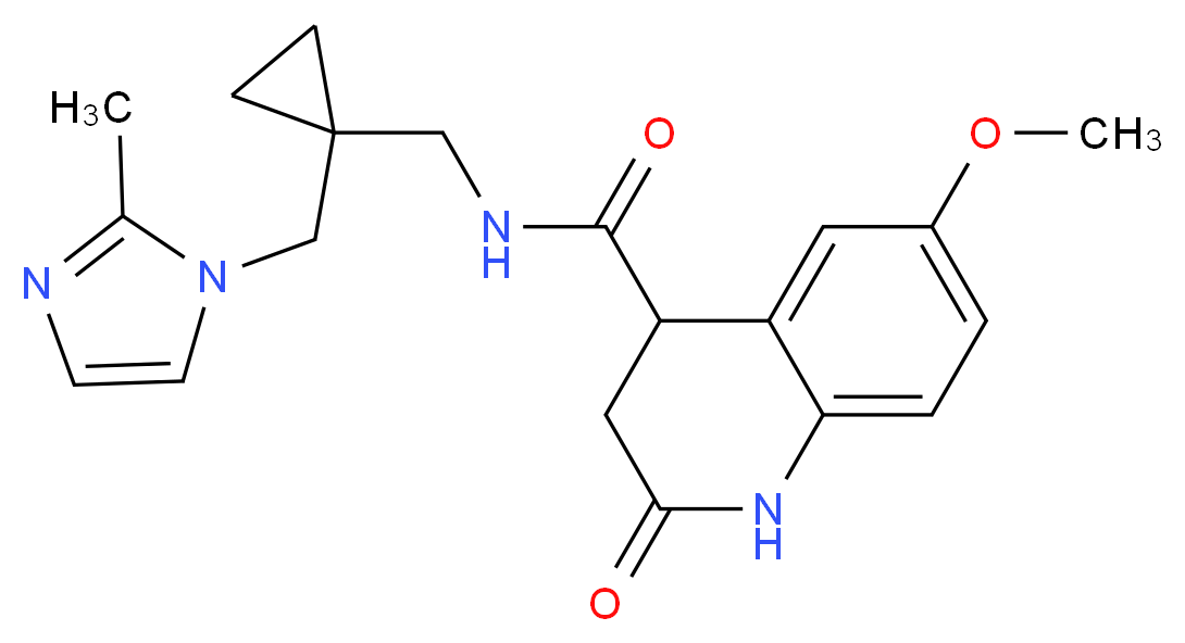 6-methoxy-N-({1-[(2-methyl-1H-imidazol-1-yl)methyl]cyclopropyl}methyl)-2-oxo-1,2,3,4-tetrahydroquinoline-4-carboxamide_Molecular_structure_CAS_)