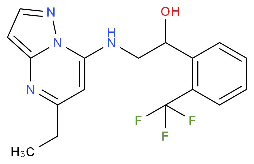 2-[(5-ethylpyrazolo[1,5-a]pyrimidin-7-yl)amino]-1-[2-(trifluoromethyl)phenyl]ethanol_Molecular_structure_CAS_)