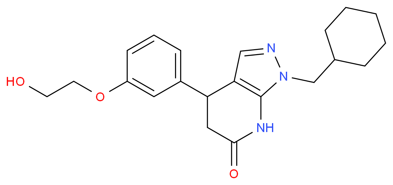 1-(cyclohexylmethyl)-4-[3-(2-hydroxyethoxy)phenyl]-1,4,5,7-tetrahydro-6H-pyrazolo[3,4-b]pyridin-6-one_Molecular_structure_CAS_)