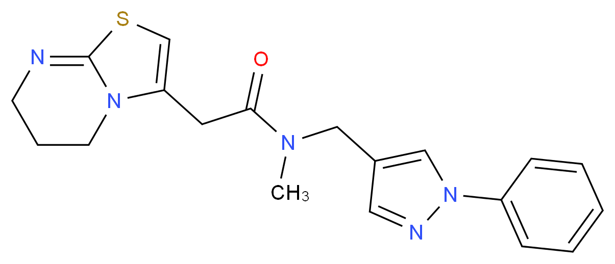 2-(6,7-dihydro-5H-[1,3]thiazolo[3,2-a]pyrimidin-3-yl)-N-methyl-N-[(1-phenyl-1H-pyrazol-4-yl)methyl]acetamide_Molecular_structure_CAS_)